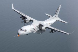 El demostrador del Airbus C295ISR Armado durante uno de sus vuelos de prueba.