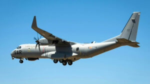 El primer Airbus C295 del Ejército del Aire y del Espacio español aterrizando en Sevilla tras su primer vuelo.