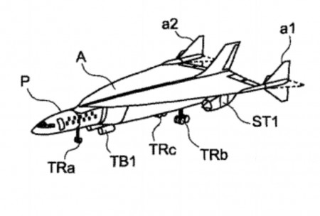 Imagen de la patente solicitada por Airbus Defense and Space de un avión hipersónico.