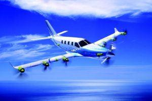 Aspecto que podría tener el avión TBM una vez modificado con el sistema de distribución de energía a varios motores eléctricos en las alas.