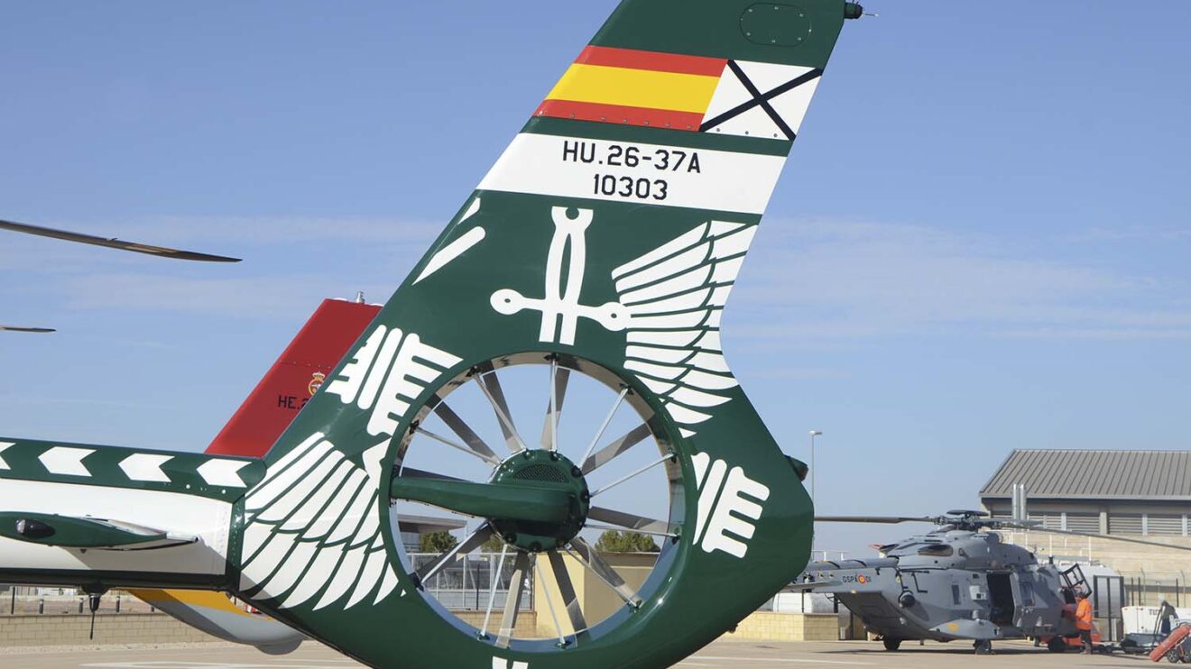 Detalle de la cola del H135 de la Guardia Civil.