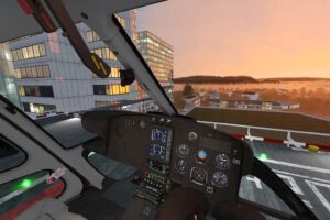 Imagen del sistema de realidad virtual del simulador del H125.
