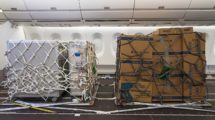 Pallet con los contenedores de carga desarrollados por Airbus.