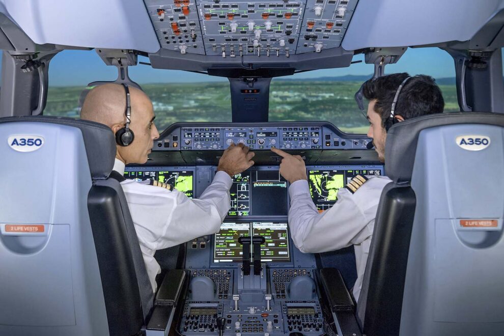 Simulador de vuelo de Airbus A350.