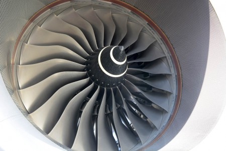 Fan de entrada del motor Rolls-Royce Trent XWB del Airbus A350 XWB.