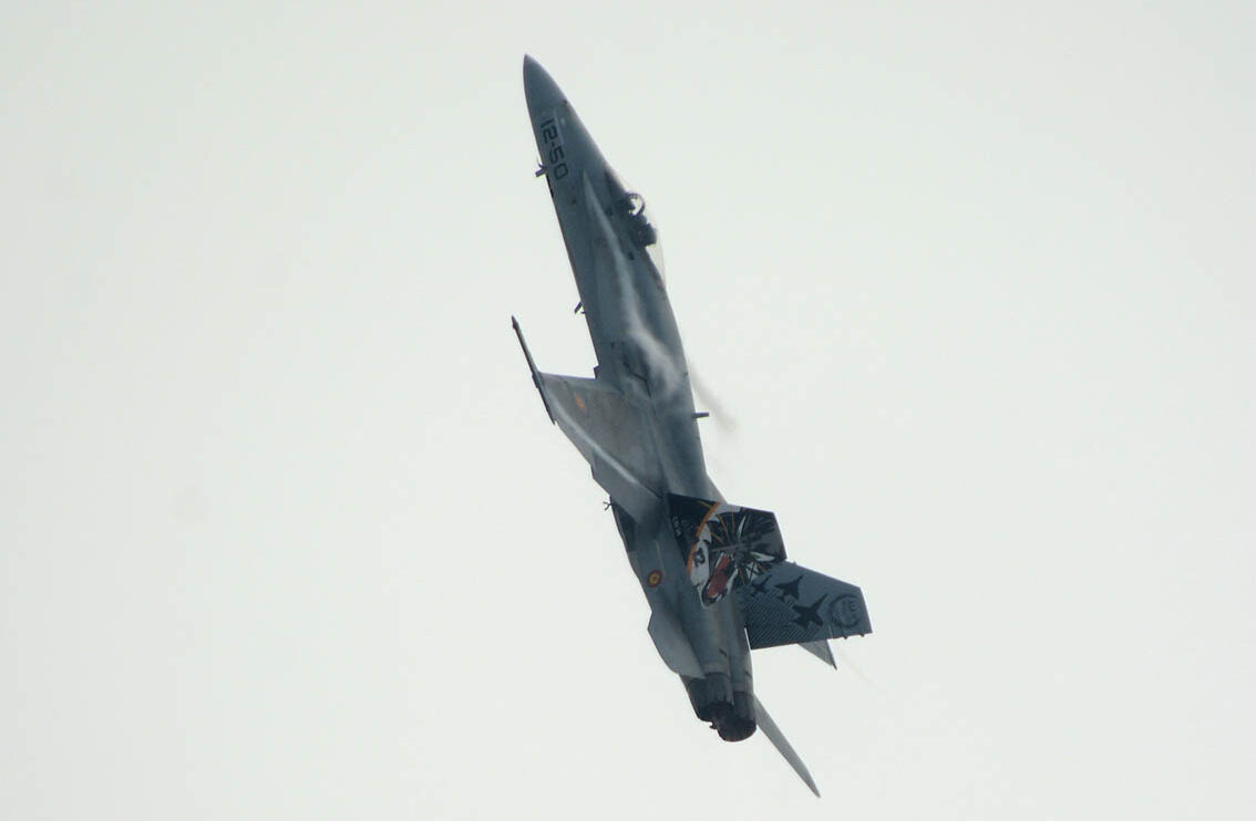 F/A-18 del Ala 12 también con colores especiales, y conocido coloquialmente como "el gato".