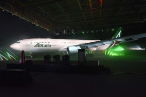 Presentación de la actual imagen corporativa de Alitalia en Roma en 2015.