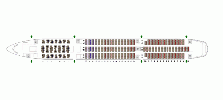 Configuración de asientos del Airbus A350 de Asiana.