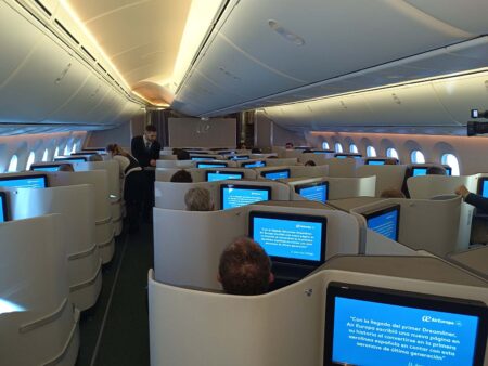Asientos de clase business en el Boeing 787-9 de Aif Europa.