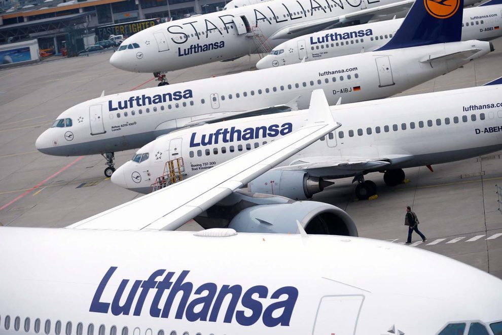 Aviones de Lufthansa almacenados en Frankfurt