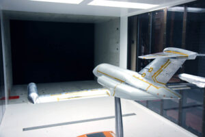 Modelo de túnel de viento del Beyond Aero BYA-1, sin los pods de los motores.