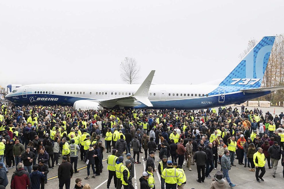 Pressentación oficial del B-737 MAX 10 en noviembre de 2019. Solo para empleados.