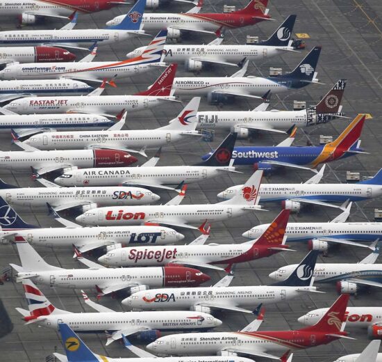 Aviones Boeing 737 MAX almacenados antes de reiniciarse las entregas.