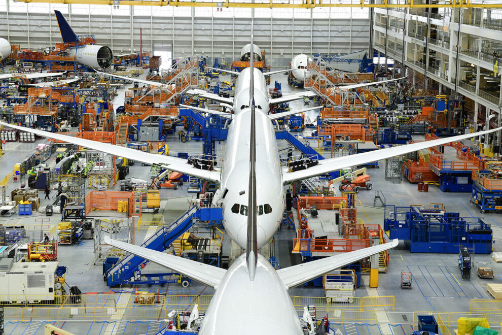 Cadena de montaje del Boeing 787.
