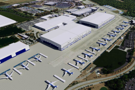 Aspecto que tendrá la factoría de Boing una vz completadas las obras de ampliación.