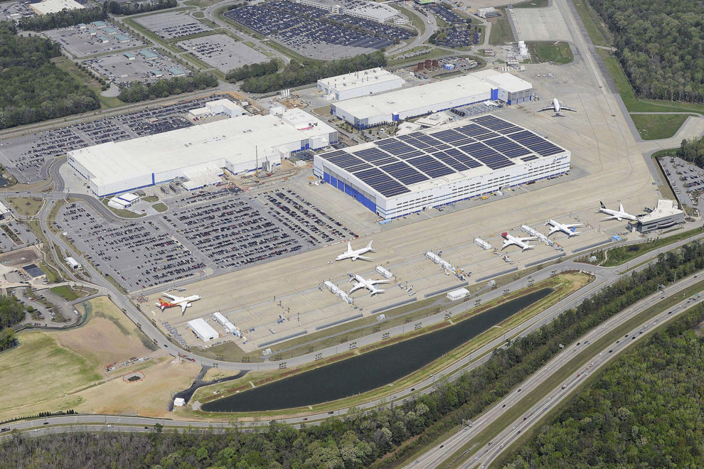 Vista aérea de las instalaciones de Boeing en North Charleston (Carolina del Sur)..