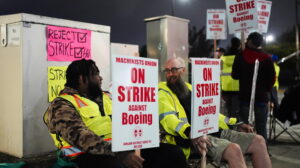 Trabajadores de Boeing durante la huelga de 2024.