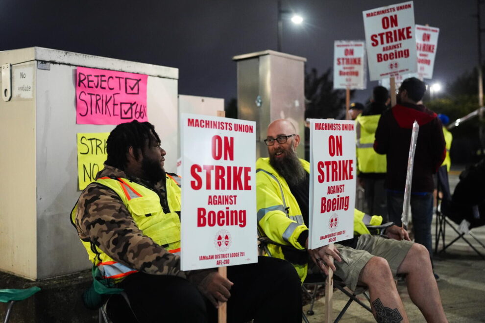 Trabajadores de Boeing durante la huelga de 2024.