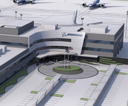 Imagen del nuevo edificio de entregas de Boeing en Everett.