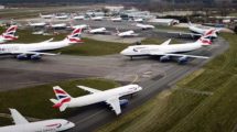Aviones de British Airways almacenados en el aeropuerto de Bournemoutj.