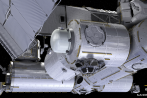 Imagen de como será a esclusa Bishop, desarrollada por NanoRack, una vez instalada en la ISS.