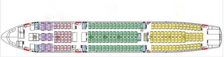 Configuración de asientos de los A340 vendidos: 12 asientos en business y 267 en turista.