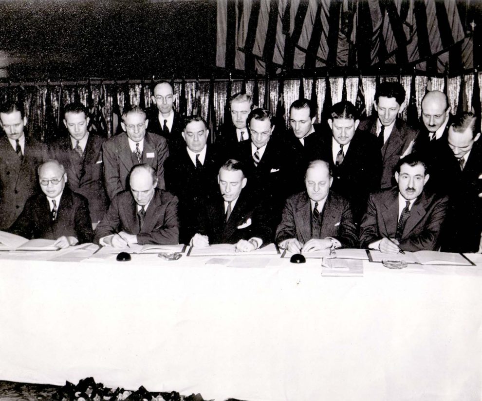 Firma del Convenio de Chicago en 1944.