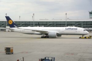 Airbus A350 de Lufthansa en el aeropuerto de Munich.