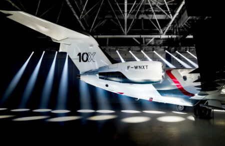 Sección de cola del Dassault Falcon 10X con los motores Rolls-Royce Pearl 10X.