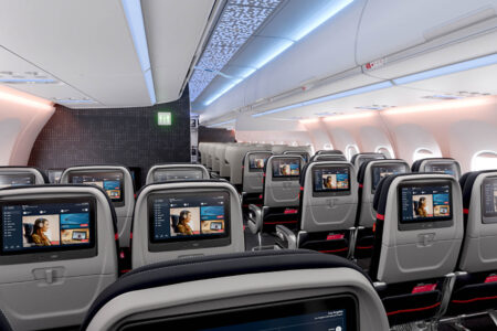 Clase business en el Airbus A321neo de Delta.