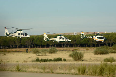 Formación Cuco de la Guardia Civil despegando hacia el desfile.