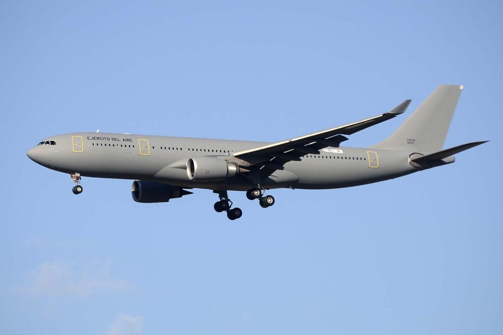 El segundo Airbus A330 del Ejército del Aire aterrizando en Madrid tras ser pintado en Malta.