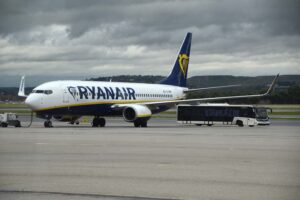 Boeing 737 de Ryanair en el aeropuerto de Madrid-Barajas.