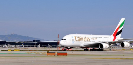 Airbus A380 de Emirates en Barcelona