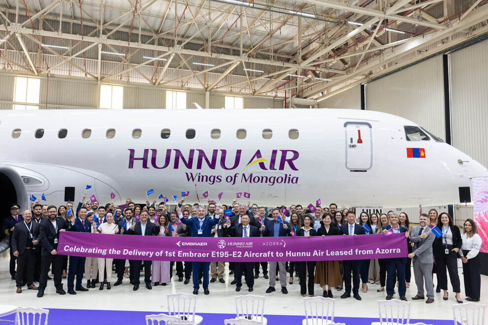 Entre las entregas de Embraer en el segundo trimestre de 2025 estuvo el primer E195-E2 para Hunnu Air de Mongolia.
