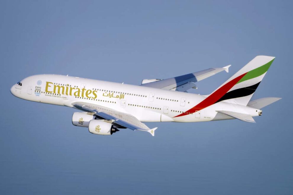 El Airbus A380 A6-EDB en una foto de Emirates.