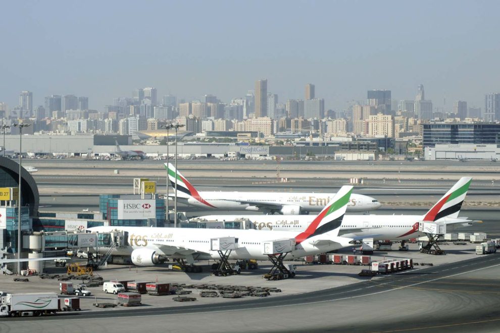 Aviones Boeing 777-300ER de Emirates en el aeropuerto de Dubai.