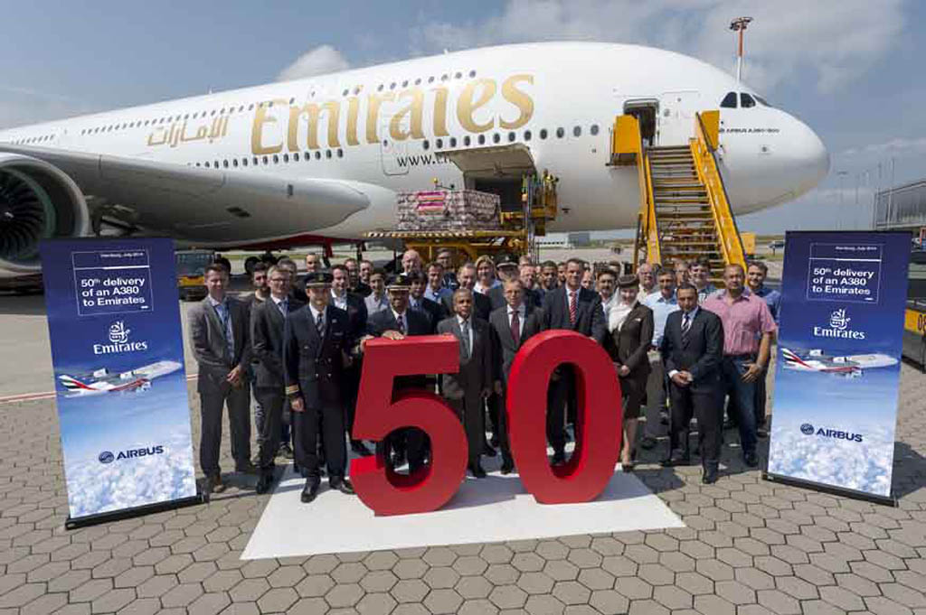 Entrega en Hamburgo a Emirates de su Airbus A380 número 50.