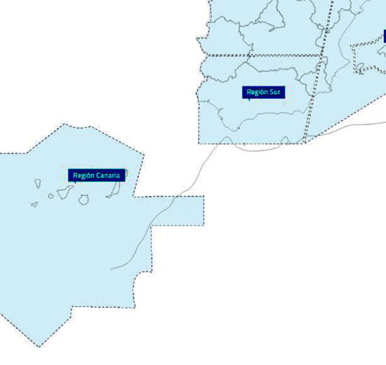 Mapa publicado por Enaire en su web donde muestra su responsabilidad sobre el espacio aéreo de la antigua provincia española del Sahara.