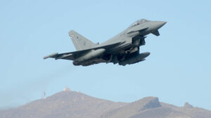 Eurofighter del Ala 11 despegando de Gando en los pasados ejercicios Ocean Sky.