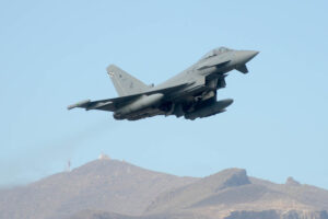 Eurofighter del Ala 11 despegando de Gando en los pasados ejercicios Ocean Sky.
