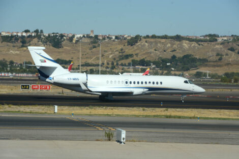 En este Dassault Falcon 6X llegó Mohammed Ben Sulayem, presidente de la Federeaciçón Internacional de Automovilismo.