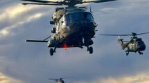 Los helicópteros de FAMET participantes en Steadfast Dart 2026 durante su vuelo a Alemania.