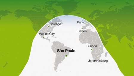 Carta de alcance del Falcon 5X desde Sao Paulo.