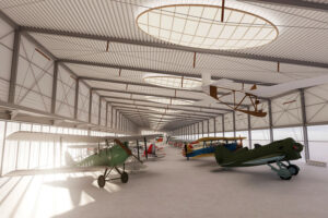 Aspecto interior que presentará el nuevo hangar museo de la FIO.