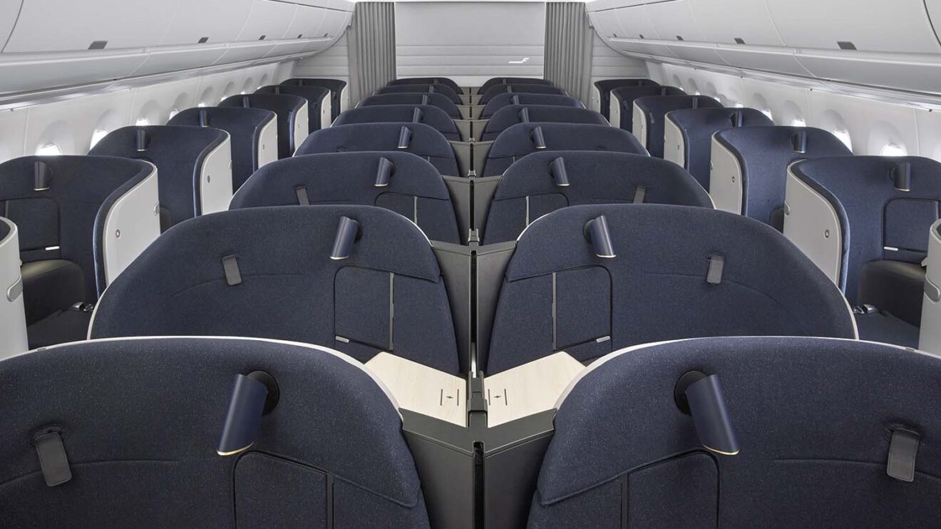 Configuración de la nueva clase business en los A350 de Finnair.