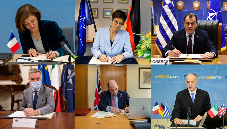 Firma "on line" del acuerdo entre los cinco países y la OTAN para el desarrollo del nuevo helicóptero medio.