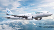 Ilustración de un A320 con los colores de Fly2Galicia.