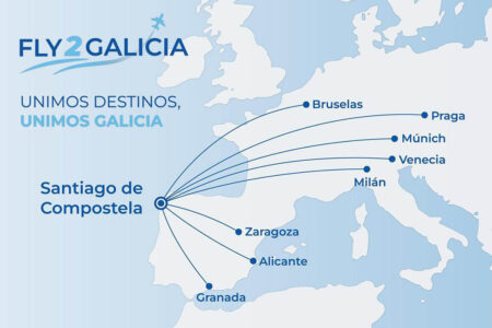 Mapa de rutas anunciado por Fly2Galicia.