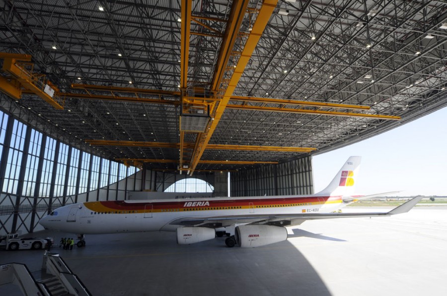 Iberia construyó un hangar en Barcelona cuya principal misión, originalmente, era mantener los A340.